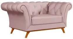 Sofá 150cm 2 Lugares Base Madeira Império C-305 Veludo Rosê - Domi