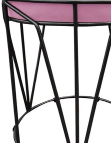 Puff Multiuso com Mesa Babu 2 em 1 Suede Base Preto D'Rossi - Rosa Bebê