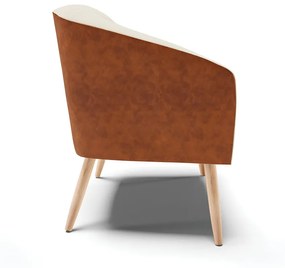 Poltrona Decorativa Pé Palito Natural Stella Nozes/Linho Bege D03 - D'Rossi