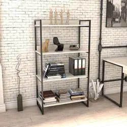 Kit 2 Estantes Livreiro Prisma Estilo Industrial 80cm 4 Prateleiras C0