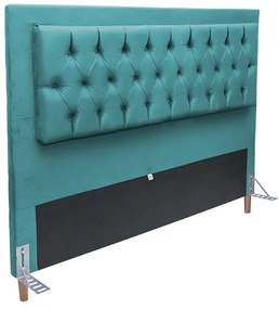 Cabeceira Cama Box King 195cm Paris Capitonê Suede Turquesa - Sheep Estofados - Água