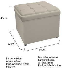 Calçadeira Copenhague 90 cm Solteiro Corano Bege - ADJ Decor