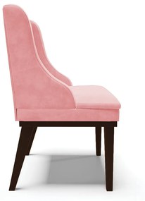 Kit 10 Cadeiras de Jantar Liz Suede Rosa Bebê Base Fixa Madeira Tabaco D03 - D'Rossi