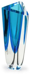 Vaso Triangular nº 2 Bicolor Verde com Água-marinha Murano Cristais Cadoro
