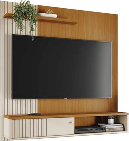 Bancada Suspensa Away MDP Pintura UV 1 Porta Deslizante até 65 Cinamomo/OffWhite G97 - Gran Belo