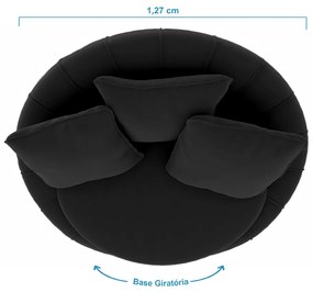 Poltrona Decorativa Redonda Giratória Glória Veludo Preto - Sheep Estofados - Preto