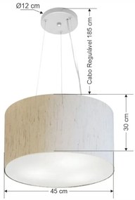 Lustre Pendente Cilíndrico Md-4187 Cúpula em Tecido 45x30cm Linho Bege - Bivolt