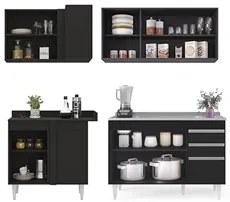 Armário de Cozinha Modulado de Canto Direito 4 Peças CP39 com Pia Inox