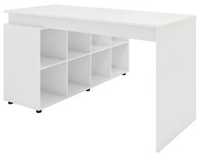Mesa de Escritório L  Escrivaninha Diretor 8 Nichos Branca