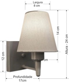 Arandela Quadrada Md-2034 Cinza Cúpula em Tecido Cone Branca - Bivolt