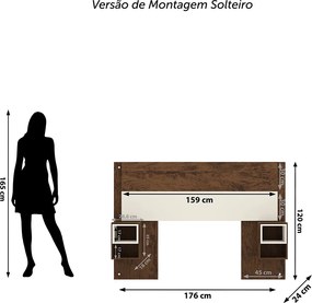 Cabeceira Casal Extensível Cama Box 236-176cm Cibely Imbuia/Champanhe V01 - D'Rossi