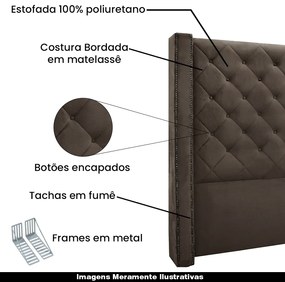 Cabeceira Decorativa King Size 2,19M Loewe Veludo Marrom G63 - Gran Belo
