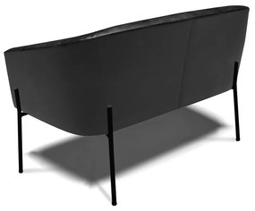Namoradeira e 2 Poltronas Pé de Ferro Preto Stella Sintético PU D03 - D'Rossi - Preto