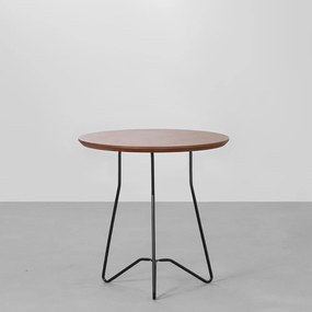 Mesa Lateral Filete Redonda Preto e Nozes - 42cm x 45,5cm