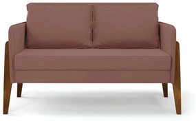 Kit 1 Sofá Namoradeira e 1 Poltrona Lana Veludo Rosê Base de Madeira - D'Rossi