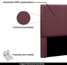 Cabeceira Decorativa Casal 1,40M Erza Veludo Vinho G63 - Gran Belo