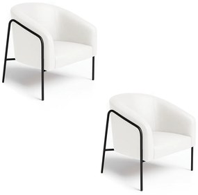 Poltrona Sala Industrial Alta Preto Kit 2 Stella Sintético PU D03 - D'Rossi - Branco