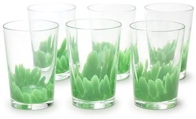Conjunto com 6 Copos Multicor Verde Leitoso Murano Cristais Cadoro
