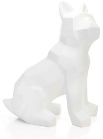 Escultura Decorativa Cachorro em Resina Branco Mate 26 cm - D'Rossi