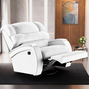 Poltrona do Papai Sala de Cinema Reclinável Kylie Glider Manual Giratória PU Branco G23