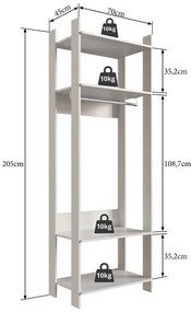 Closet Aberto Guarda Roupa Roupeiro com Cabide Off White OW