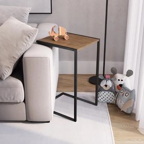 Mesa Lateral Encosto Para Sofa Industrial Vermont - Preto