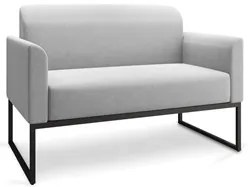 Poltrona Namoradeira 2 Lugares Base Industrial Preta Maressa A05 Linho