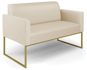Sofá Namoradeira Base Industrial Dourado Marisa Corino D03 - D'Rossi - Bege