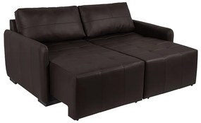 Sofá Decorativo 4 Lugares Sala de Estar 240cm Reclinável e Retrátil Kassandra Couro Marrom G34 - Gran Belo
