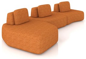 Sofá 3 Lugares Orgânico com Chaise e 2 Módulos Berlim Bouclê Cr K01 - D'Rossi - Caramelo