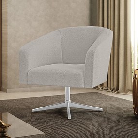 Poltrona Decorativa Giratória Cromada Stella Bouclê D03 - D'Rossi - Cinza