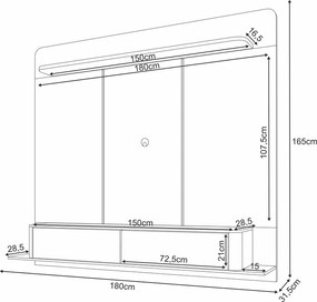 Home Painel Galax Suspenso para TV até 70 Polegadas Off White/Cinamomo G26 - Hb Móveis