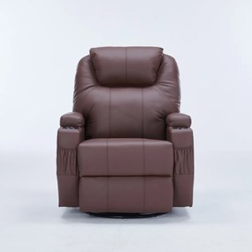 Poltrona do Papai Reclinável Manual Vector Base Giratória Massagem Aquecimento e Porta Copos PU G94 - Gran Belo - Marrom Chocolate