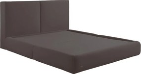 Cama com Cabeceira Elva Queen Base no Chão Veludo Luxo Marrom G92 - Gran Belo
