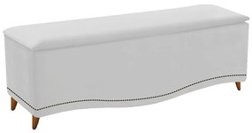 Calçadeira Estofada Yasmim 195 cm King Size Suede Branco - ADJ Decor