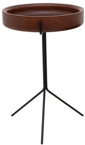 Mesa de Apoio Tray Alta Tampo Nogueira Base Preta - 78038 Sun House