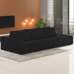Sofá Ilha Modular com Puff para Sala Living 342cm Georgia Z08 Veludo P
