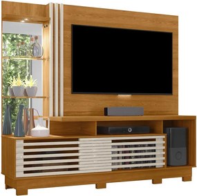 Home Theater Stall MDP 2 Portas 2 Prateleiras Iluminação LED até 60 Cinamomo/OffWhite G97 - Gran Belo