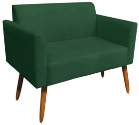 Poltrona Namoradeira Decorativa Isabella Pés Palito Madeira Suede Verde G19 - Gran Belo