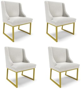 Cadeira Sala de Jantar Industrial Dourado kit 4 Liz Bouclê D03 - D'Rossi - Cinza
