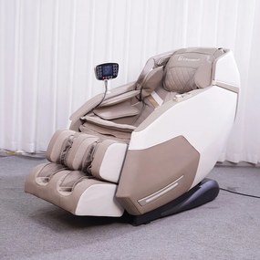 Poltrona de Massagem Elétrica Reclinação Gravidade Zero 3D Marvin Tela LCD PU Bege G94 - Gran Belo