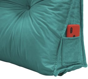 Almofada para Cabeceira Mel 1,60 m Queen Travesseiro Apoio para Encosto Macia Formato Triângulo Suede Azul Tiffany