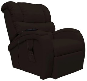 Poltrona do Papai Reclinável Elétrica com Controle Sala de Estar Oasis PU Sintético Marrom G23 - Gran Belo