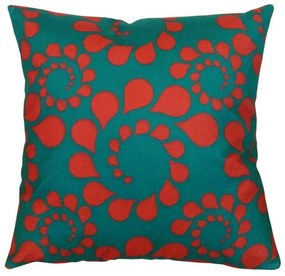 Capa de Almofada Suede Suprema em Tons Verde e Vermelho - Gotas - 60x60cm