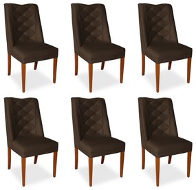 Kit 6 Cadeiras de Jantar Micheli Suede Marrom