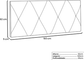 Painel Aquilla Para Cama Box Queen 160 cm Corino S04 - D'Rossi - Branco