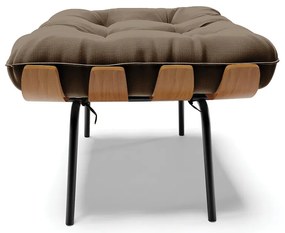Kit 02 Puffs Costela Suede Base Metálica Preto - D'Rossi - Marrom