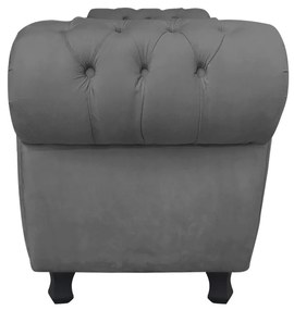 Recamier com Baú Grécia Namoradeira Calçadeira 195 cm Suede Grafite D'Rossi