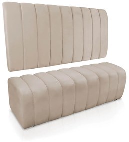 Kit Calçadeira e Painel Olivia Casal 140 cm Veludo - D'Rossi - Bege