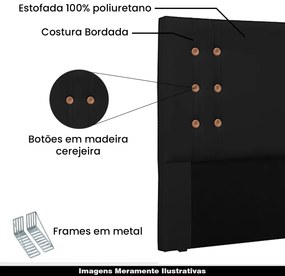 Cabeceira Decorativa 1,40M Kors PU Preto G63 - Gran Belo